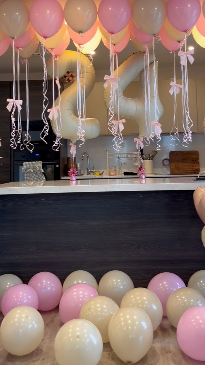 Soft pink and dreamy ivory birthday styling